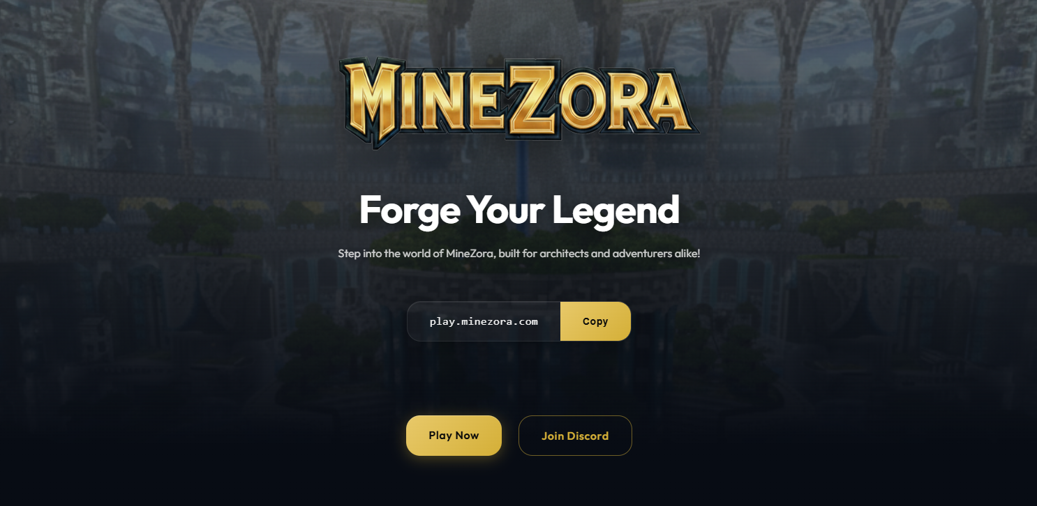 MineZora Landing Page screenshot